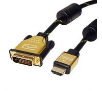 Roline Câble DVI-D vers HDMI Gold – Dual Link, blindé, mâle‑mâle, Ethernet, 4K UHD, 1 m, noir