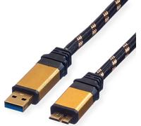 ROLINE Câble GOLD USB 3.2 Gen 1, USB A - Micro B, ST/ST, 0,8 m
