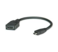 ROLINE Câble HDMI High Speed avec Ethernet, HDMI F - Micro HDMI M 0,15m