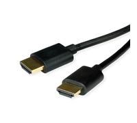 ROLINE Câble HDMI High Speed avec Ethernet, Slim, ST-ST, noir, 1 m