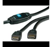 ROLINE Câble HDMI Mâle/Mâle 30m avec Repeater Intégré (14.01.3465) - HDMI Type A (Standard) - Distance PC/Écran 30 mètres - Noir