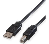 ROLINE Câble plat USB 2.0 pour Notebook, type A-B, noir, 1,8 m