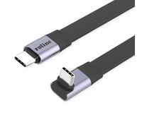 Câble Plat ROLINE USB4 2.0, C-C, St/St coudé à 270° d'un côté, 8K UHD-2, 80 Gbit/s, 240 W, Noir, 0,8 m
