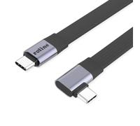 Câble Plat ROLINE USB4 2.0, C-C, St/St coudé à 90° d'un côté, 8K UHD-2, 80 Gbit/s, 240 W, Noir, 0,13 m
