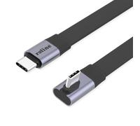 Câble Plat ROLINE USB4 2.0, C-C, St/St coudé à 90° d'un côté, 8K UHD-2, 80 Gbit/s, 240 W, Noir, 0,8 m