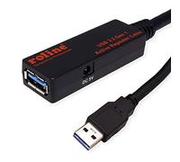 ROLINE Câble répéteur actif USB 3.2 Gen 1 15 m Noir – Mâle/Femelle 5 Gbit/s 12.04.1071