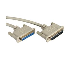 ROLINE Câble RS-232 DB25 Mâle/Femelle 6m - Connecteurs plaqués Or - Blindage magnétique - Gris - Liaison série 25 lignes connectées 1:1