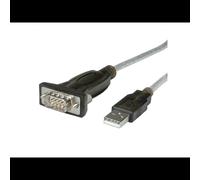 ROLINE Câble Série 1.8m, USB Type-A vers DB-9 Mâle/Mâle, Gris, Réf. 12.02.1163, Dimensions Packaging 130x220x50mm, Poids 148g