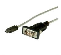ROLINE Câble Série USB Type-C vers DB-9 1.8m Noir, AWG 28, 1 Mo/s, Compatible Windows, macOS, avec drivers, Réf: 12.02.1164