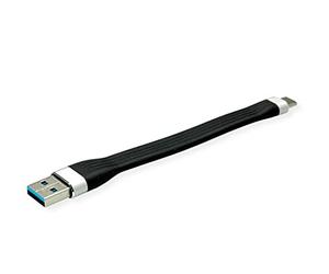 ROLINE Câble Silicone USB 3.2 Gen 1, A-C, St/St, Noir, 11 cm