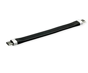ROLINE Câble Silicone USB 3.2 Gen 2, Emark, C-C, St/St, 8K UHD, 10 Gbit/s, 60 W, Noir, 11 cm