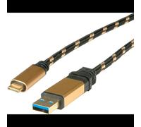 Roline Câble USB Gold A mâle vers USB-C 24 broches mâle USB 3.1 50 cm Noir/Or