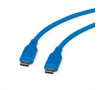 ROLINE Câble USB 1m USB-C Mâle vers USB-C Mâle USB 2.0, Transfert 0.48 Gbit/s, Silicone Bleu, Power Delivery 60W, Réf: 11.02.9123