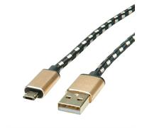 ROLINE Câble USB 2.0 1.8m USB-C vers Micro-USB B Noir/Or - Connecteurs Mâle Droit - Référence 11.02.8820
