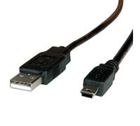 ROLINE Câble USB 2.0 A vers Mini-USB B Mâle/Mâle Noir, 1.8m, Transfert Max 480Mbps, Réf: 11.02.8719