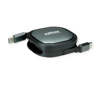 ROLINE Câble USB 2.0 Enroulable, C-C St/St, Noir, 1,2 m