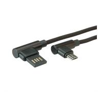 ROLINE Câble USB 2.0 Noir 0.8m - USB A vers Micro-USB B, Contacts Or, 480 Mbit/s, AWG 28/24, Diamètre 3.4mm, Conforme RoHS/REACH