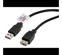 ROLINE Câble USB 2.0 Type A Mâle vers Type A Femelle 0.8m Noir - Connecteurs USB A M/F, Débit 480 Mbit/s (0.48 Gbit/s), Longueur 0.8 mètre