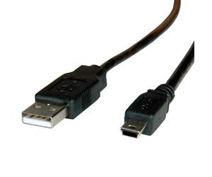 ROLINE Câble USB 2.0 Type A vers Mini-USB B, 0.8m, Noir, Débit Max. 480 Mbps, Connecteurs Mâle/Mâle, Réf. 11.02.8708
