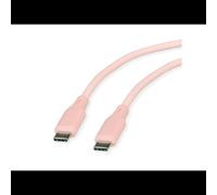 ROLINE Câble USB 2.0 Type-C Mâle vers Type-C Mâle, 1m, Rose, Transfert 0.48 Gbit/s, Power Delivery 60W, Connecteurs Droit, Silicone, Réf: 11.02.9122