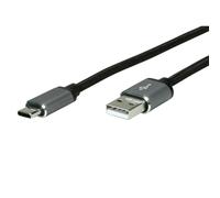 ROLINE Câble USB 2.0 - USB A vers USB C - 3m - Noir/Argent - Contacts Or - Transfert 480 Mbit/s - Connecteurs Mâle Droit - Réf. 11.02.9029