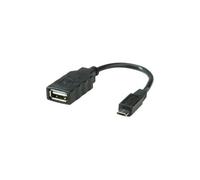 ROLINE Câble USB 2.0 | câble de raccordement OTG | A-femelle vers Micro B-mâle | noir 0,15 m
