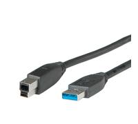 ROLINE Câble USB 3.2 Gen 1 Type A vers B, 0.8m, Noir, Mâle/Mâle, Débit 5 Gbit/s - Référence 11.02.8869