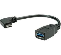 ROLINE Câble USB 3.2 Gen 1 type C coudé à 90° - A, M/F, noir, 0,15 m