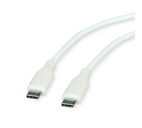 ROLINE Câble USB-C vers USB-C 2.0 Blanc 1m - Transfert de données jusqu'à 0.48 Gbit/s - Power Delivery 60W - Connecteurs mâles droits en silicone