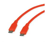 ROLINE Câble USB-C vers USB-C 2.0 Orange 1m - Transfert 0.48 Gbit/s, Alimentation USB jusqu'à 60W, Connecteurs Mâle Droit en Silicone. Réf: 11.02.9124