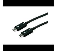ROLINE Câble USB-C vers USB-C 3.2 Gen 1 (3.1 Gen 1) 0.5m Noir - Support Thunderbolt 4, 40 Gbit/s, 100W Power Delivery, Résolution 7680x4320 60Hz