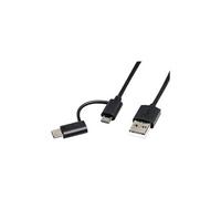 Roline - Câble USB - Micro-USB de type B, USB-C (M) pour USB (M) - USB 2.0 - 1 m - noir