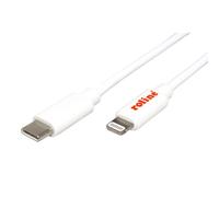 ROLINE Câble USB Sync & Charge, type C / Lightning Connector, blanc, 1 m
