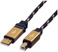 Roline Câble USB USB 2.0 USB-A mâle, USB-B mâle 3.00 m noir, or blindage double, contacts dorés 11.02.8803