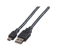 Roline Câble USB USB 2.0 USB-A mâle, USB-Mini-A mâle 1.80 m noir blindé 11.02.8719