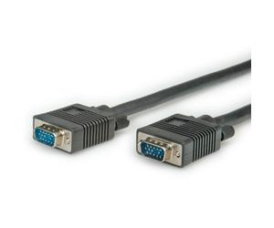 ROLINE Câble VGA HD15 Mâle/Mâle 10m - Double Blindage, Conducteurs Coaxiaux RGB et Signaux de Synchronisation AWG28 - Noir - Réf: 11.04.5210