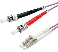 ROLINE Cordon fibre optique ST/LC | câble FO | câble patch OM4 Duplex en violet | 1 m