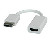 ROLINE DisplayPort M - HDMI F | Adaptateur avec câble | Transmission de carte graphique vers l'écran | blanc 0,15 m