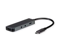 ROLINE Dockingstation Typ C, 4K HDMI, 2X 3,5mm Audio (TRRS + TRS)