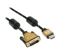 Roline Gold - Câble adaptateur - liaison double - DVI-D mâle pour HDMI mâle - 1 m - blindé - noir, or - support 4K