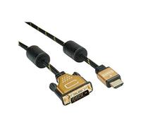 Roline Gold - Câble adaptateur - liaison double - DVI-D mâle pour HDMI mâle - 5 m - blindé - noir, or - support 4K