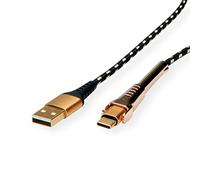 ROLINE Gold Câble de synchronisation et de Charge USB 2.0 Type A - C, St/St avec Fonction Support pour Smartphone 1 m