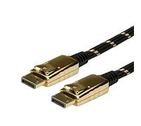 ROLINE GOLD câble Displayport | transmission de l'écran - projecteur - carte graphique | manteau en nylon noir | DP M/M mâle - mâle 1 m