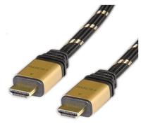 ROLINE GOLD Câble HDMI High Speed 2.0m, Connecteurs HDMI Type A Mâle-Mâle, Contacts Or, ARC, Ethernet HDMI, Noir/Or, Réf: 11.04.5562