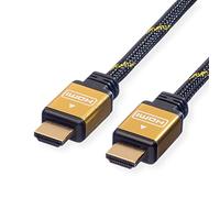 Câble de raccordement Roline HDMI Fiche mâle HDMI-A 5.00 m noir, or 11.04.5505 4K UHD, blindage double, contacts dorés Câble HDMI