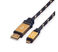 ROLINE GOLD câble USB 2.0 - Type AB mâle - Câble Micro USB - Câble de recharge pour Smartphone et Tablette - 1.8m