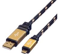 ROLINE GOLD Câble USB 2.0, USB A mâle - Micro USB B mâle, 0,8 m