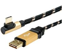 ROLINE GOLD Câble USB 2.0, USB-A mâle reversible - USB-C mâle, 90° coude, 3 m