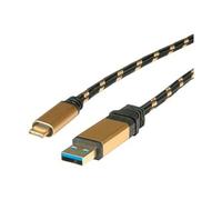 Roline Gold - Câble USB - USB type A (M) pour 24 pin USB-C (M) - USB 3.1 - 5 V - 900 mA - 50 cm - Noir/or