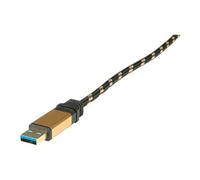 Roline Câble USB Gold A mâle vers USB-C 24 broches mâle USB 3.1 50 cm Noir/Or